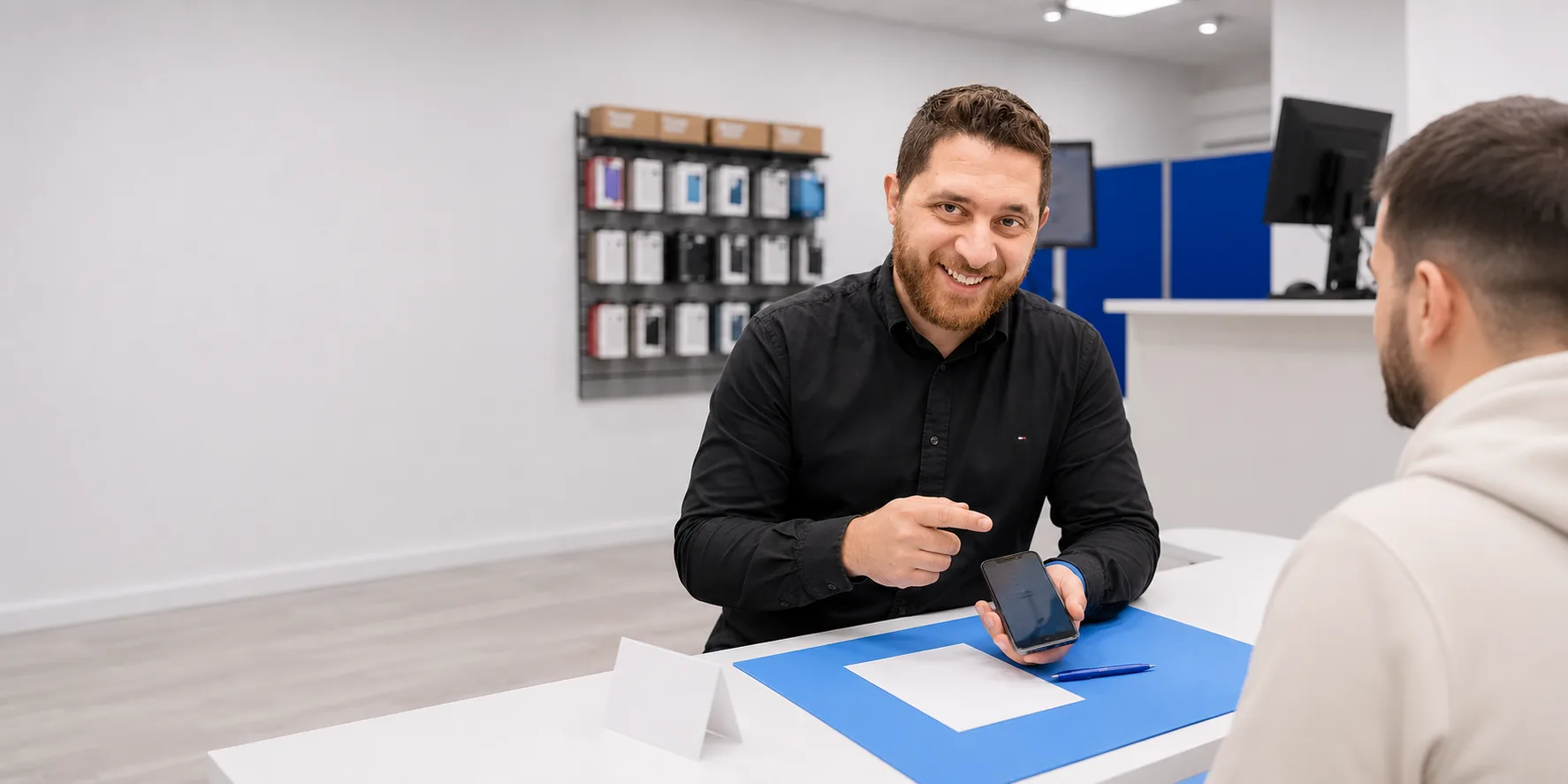 Persönliche Beratung am Smartphone im Borini Service Laden